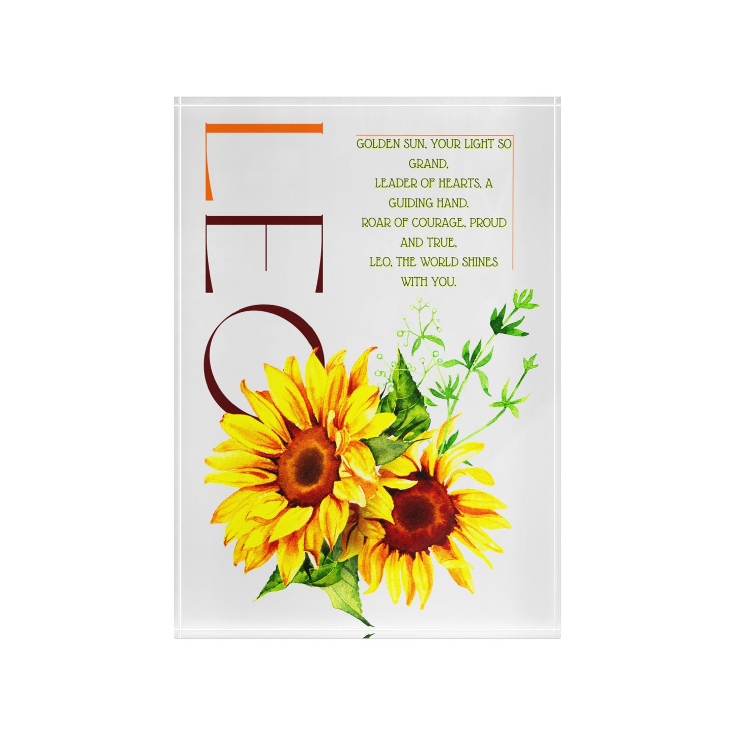 Leo Sunflowers, Photo Block (White)