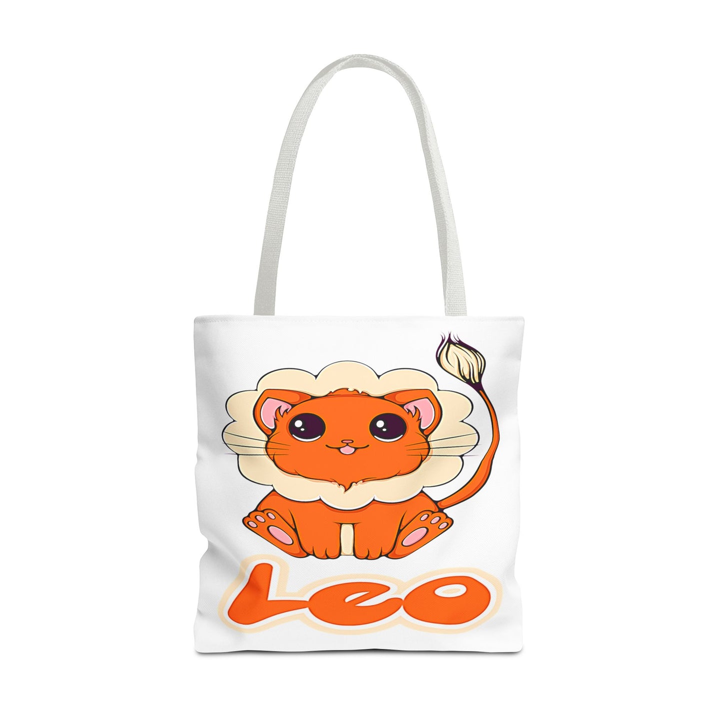 Leo Anime Cat White Tote Bag, 3 Sizes