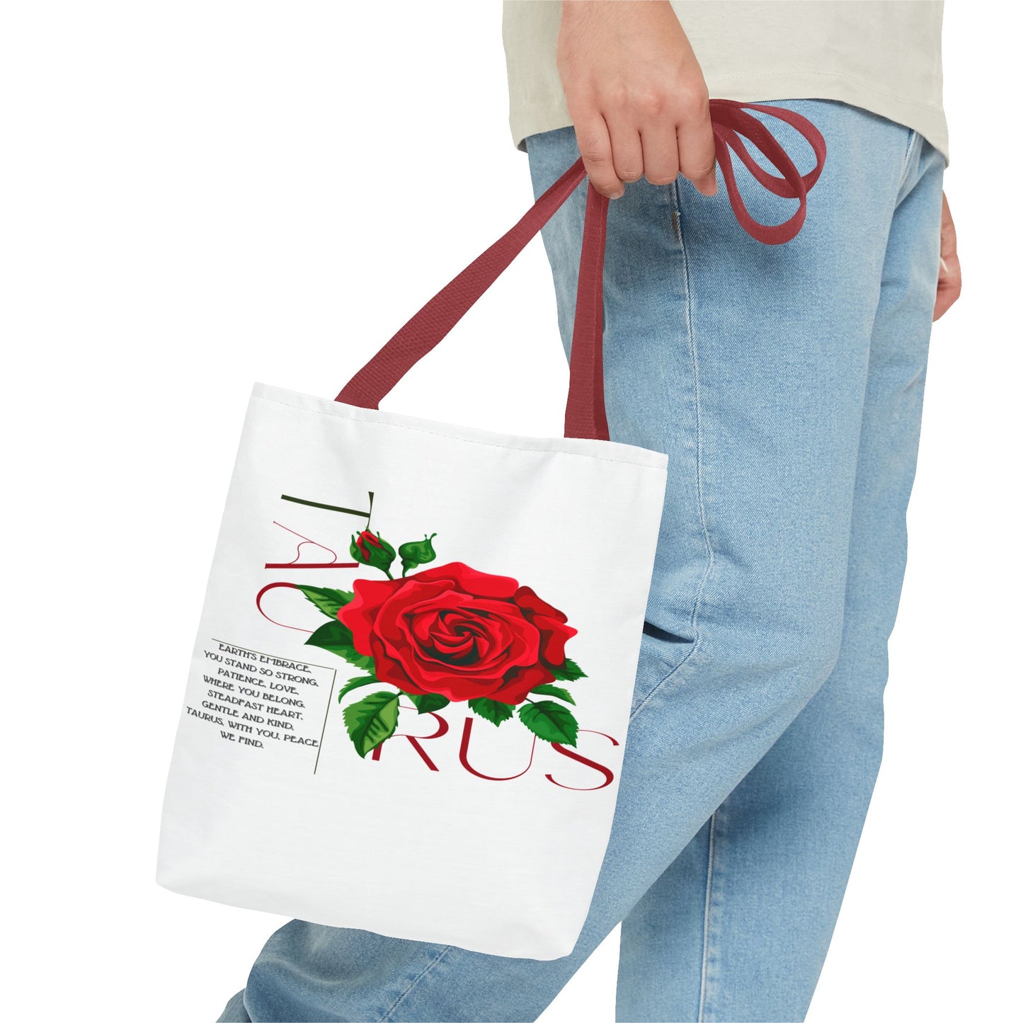 Taurus Rose White Tote Bag, 3 Sizes