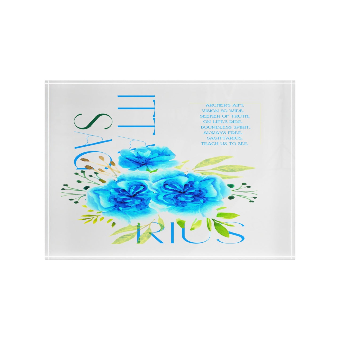 Sagittarius Blue Carnations, Photo Block (White)