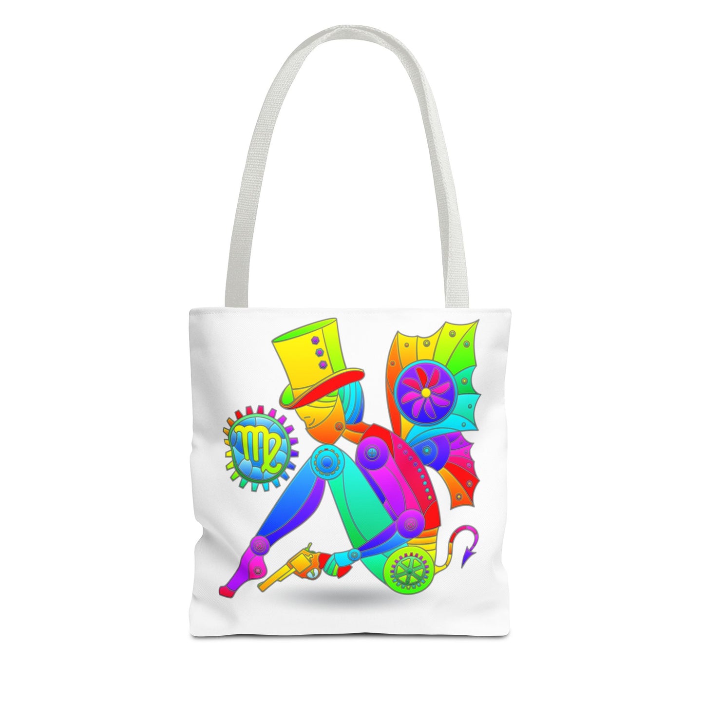 Virgo Rainbow Steampunk, White Tote Bag