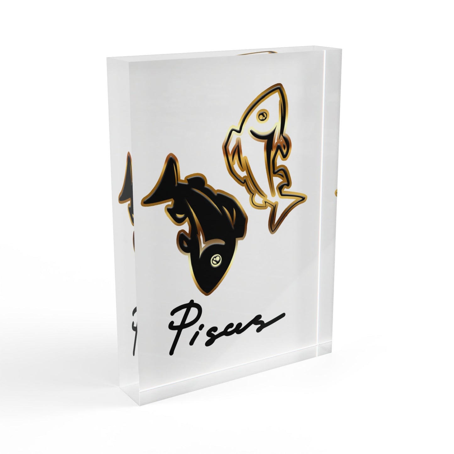 Pisces Fish Photo Block, White