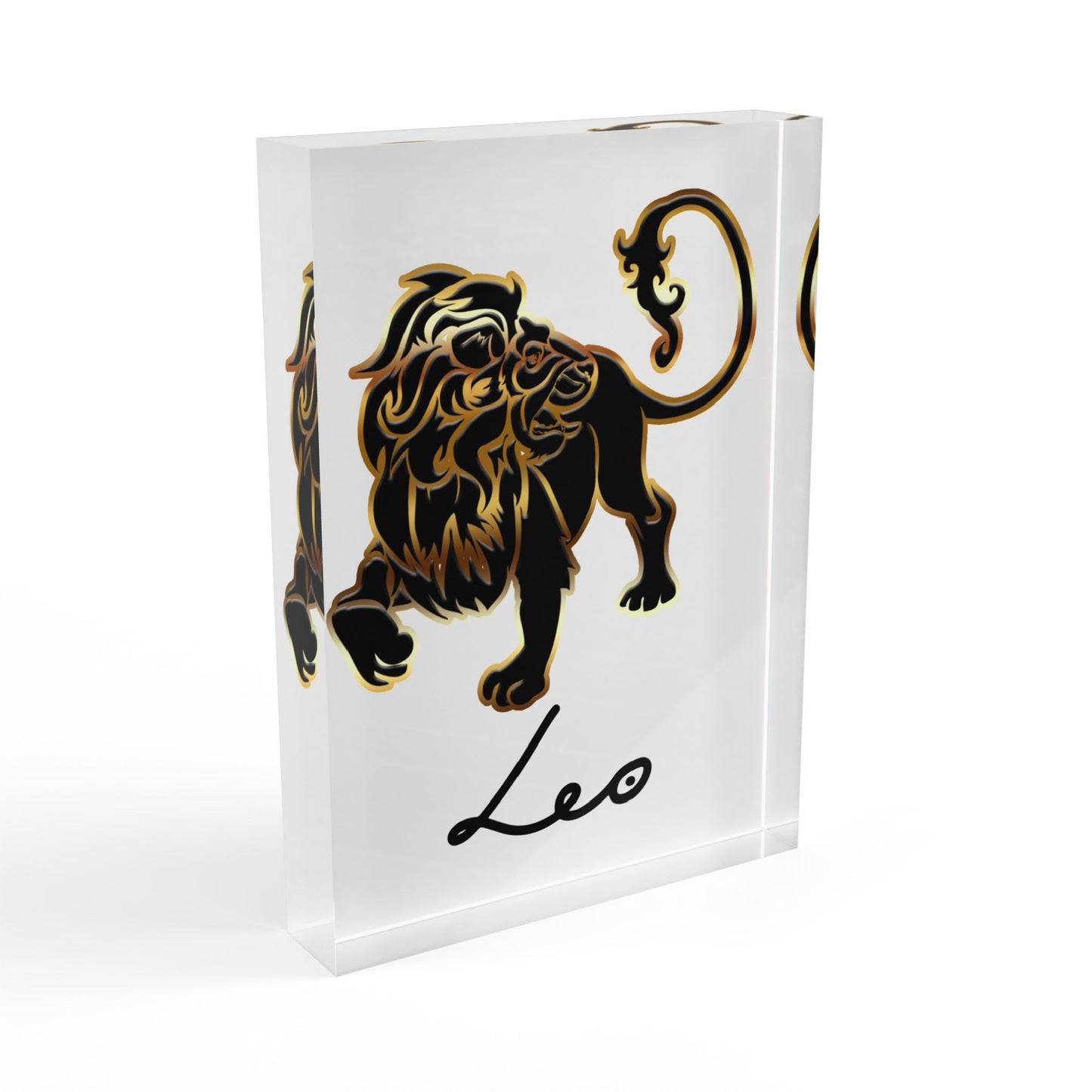 Leo Lion Photo Block, White