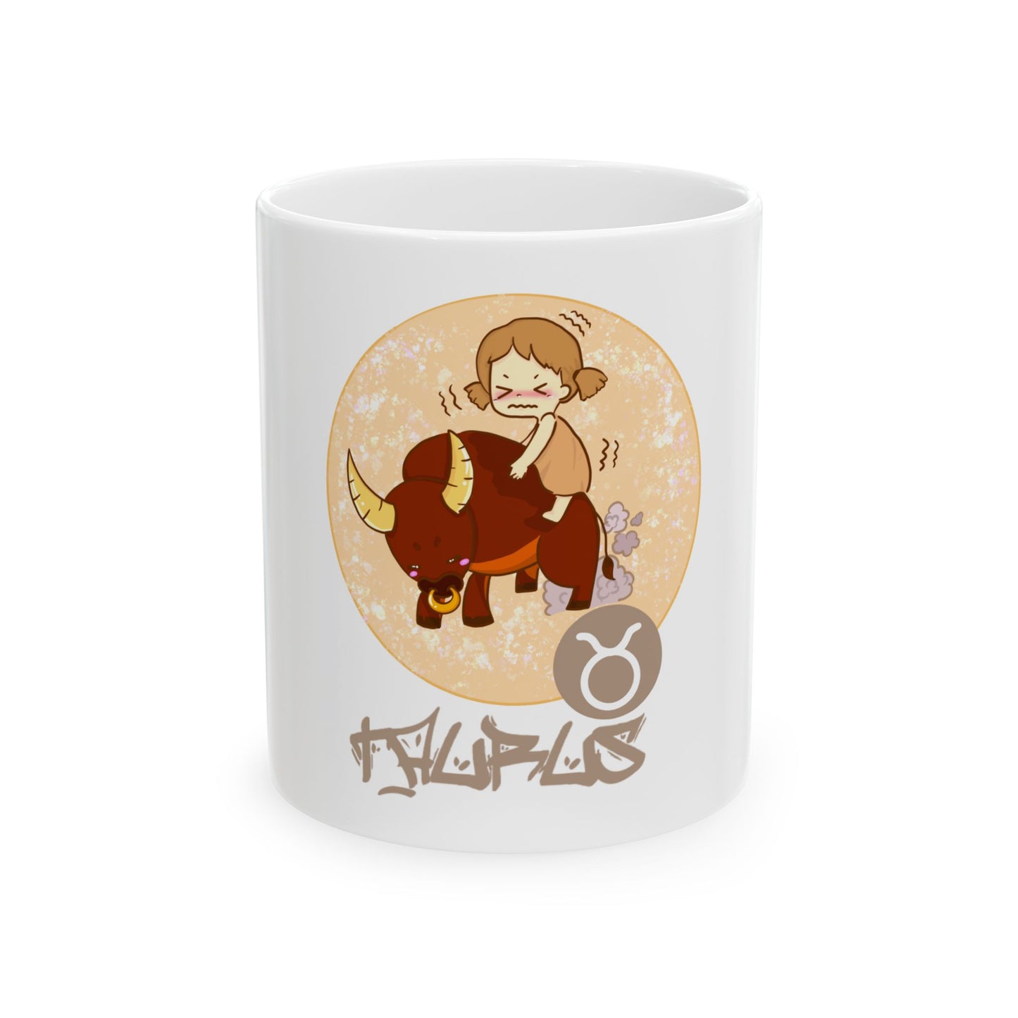 Taurus Chibi Girl & Bull, Ceramic Mug (11oz, 15oz)