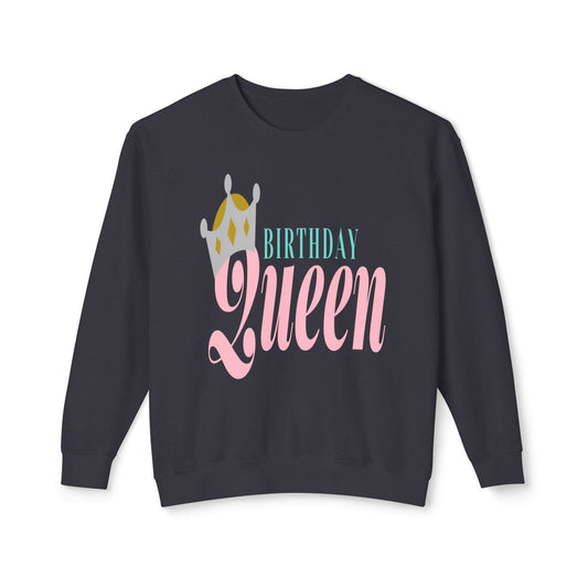 Birthday Queen, Unisex Lightweight Crewneck Sweatshirt