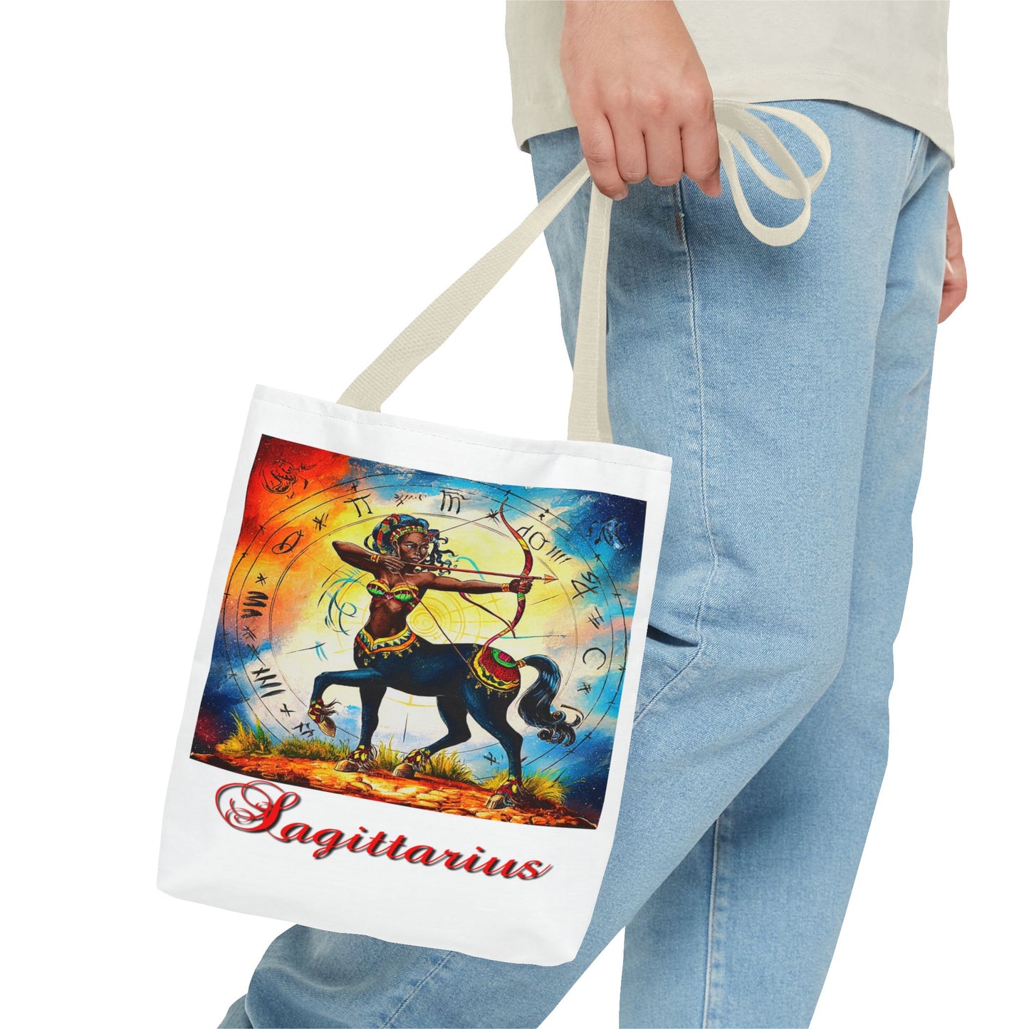 Sagittarius White Tote Bag, 3 Sizes