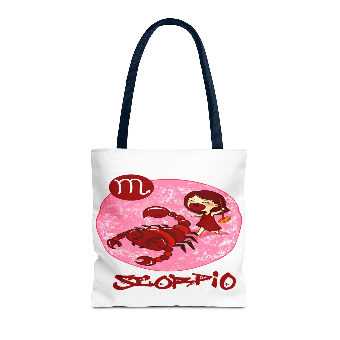 Scorpio Chibi Girl & Scorpion White Tote Bag, 3 Sizes