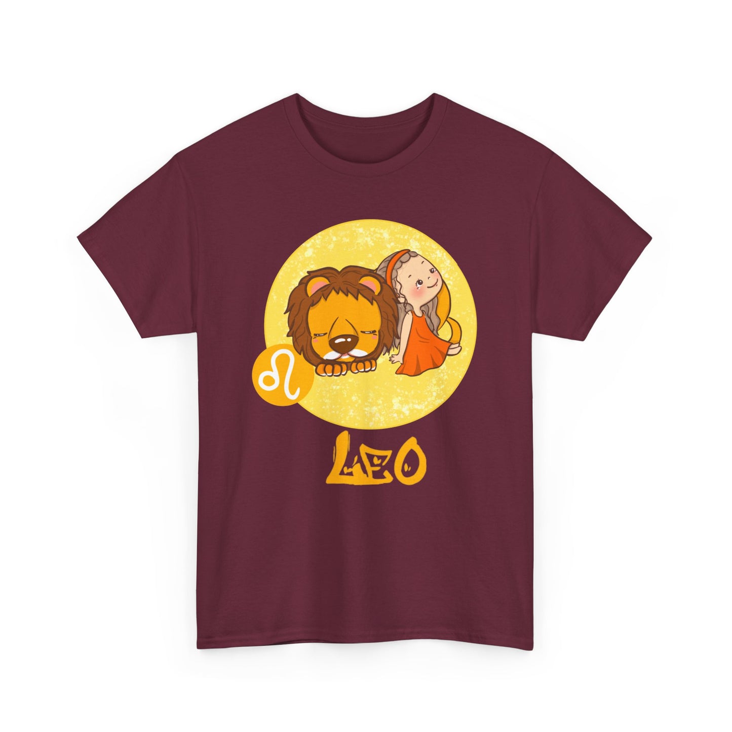 Leo Chibi Girl & Lion, Unisex Heavy Cotton Tee