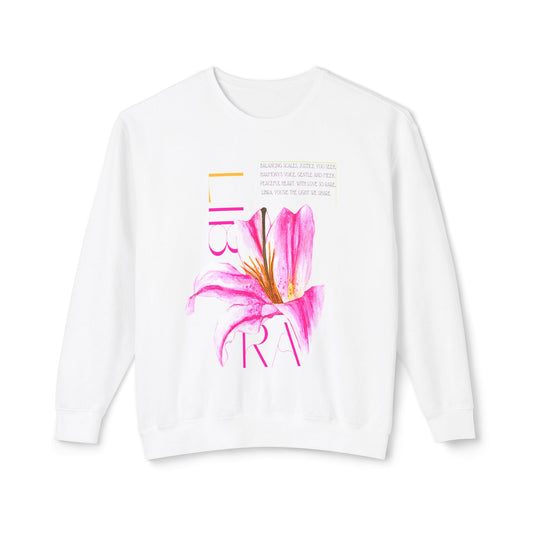 Libra Pink Lily, Unisex Lightweight Crewneck Sweatshirt