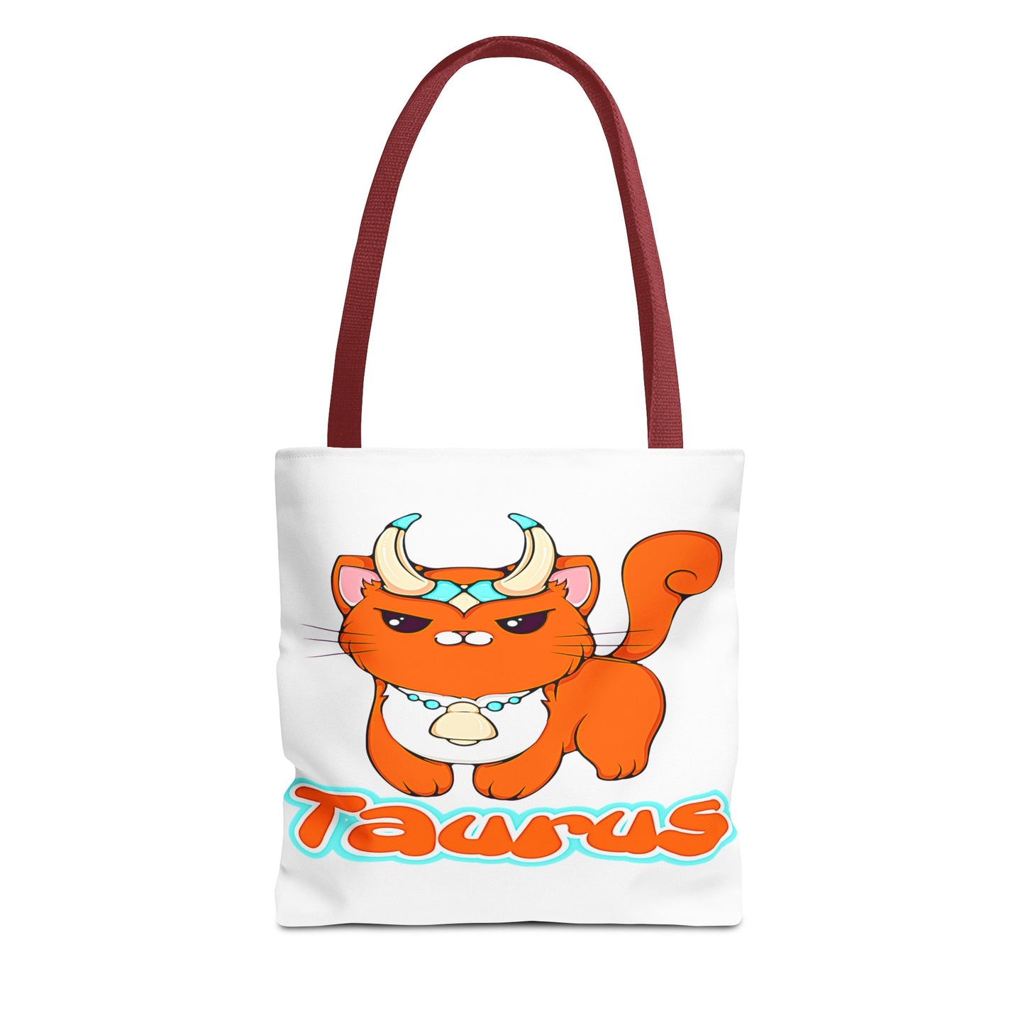 Taurus Anime Cat White Tote Bag, 3 Sizes