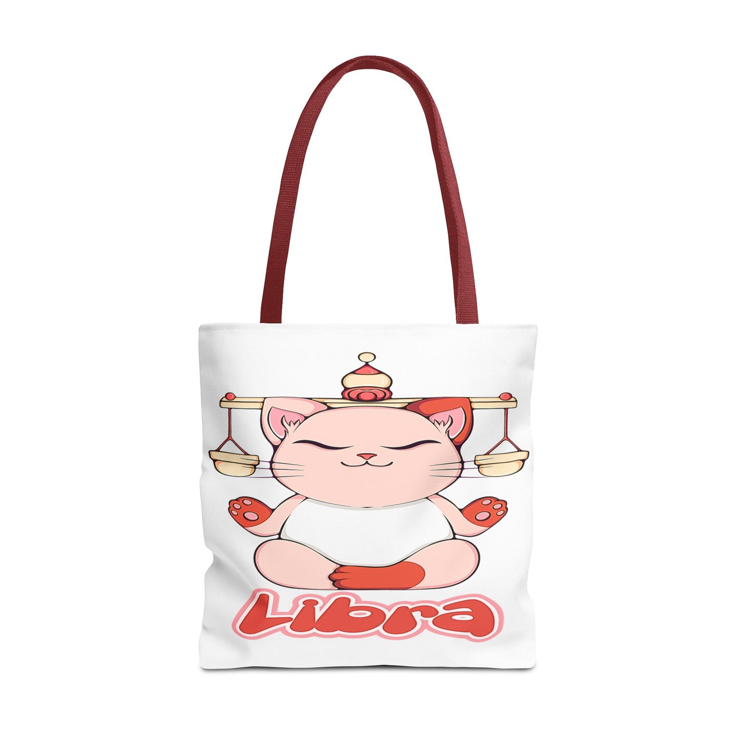 Libra Anime Cat White Tote Bag, 3 Sizes