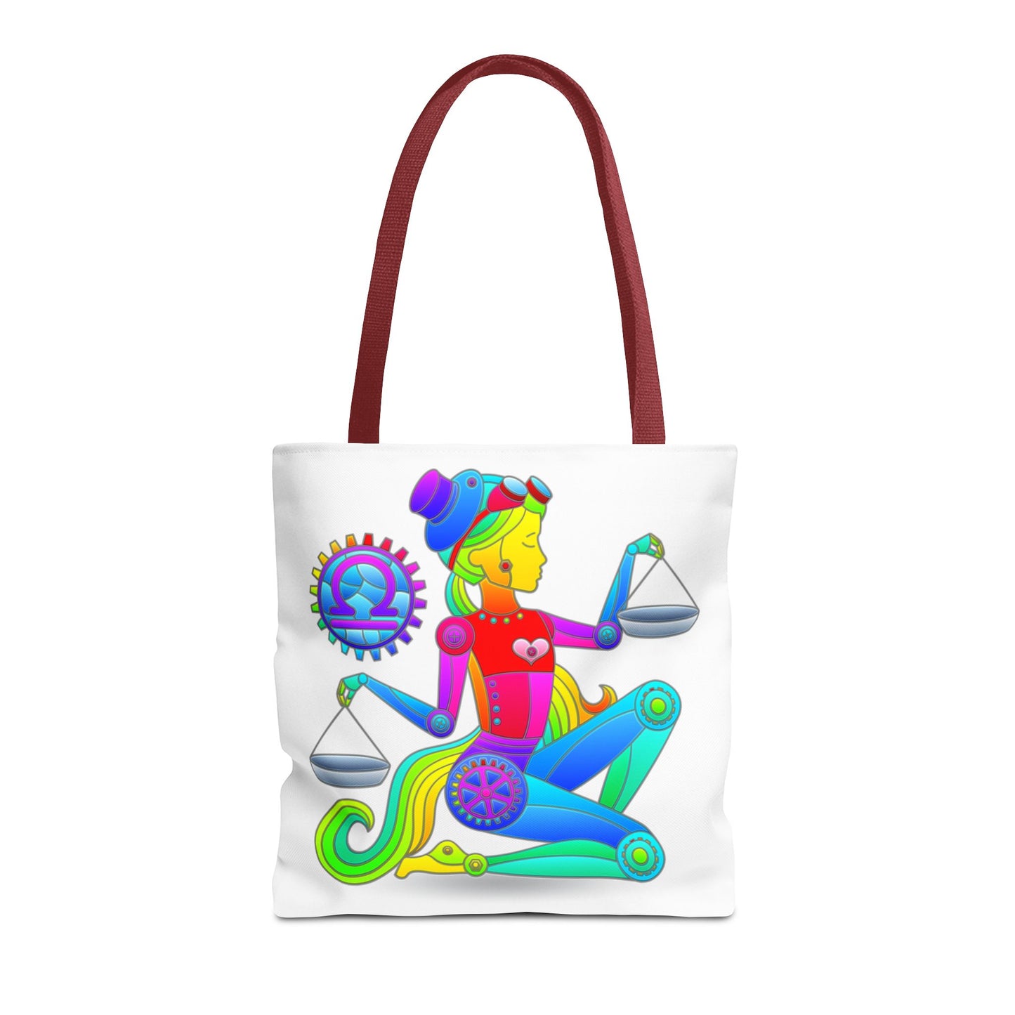 Libra Rainbow Steampunk, White Tote Bag