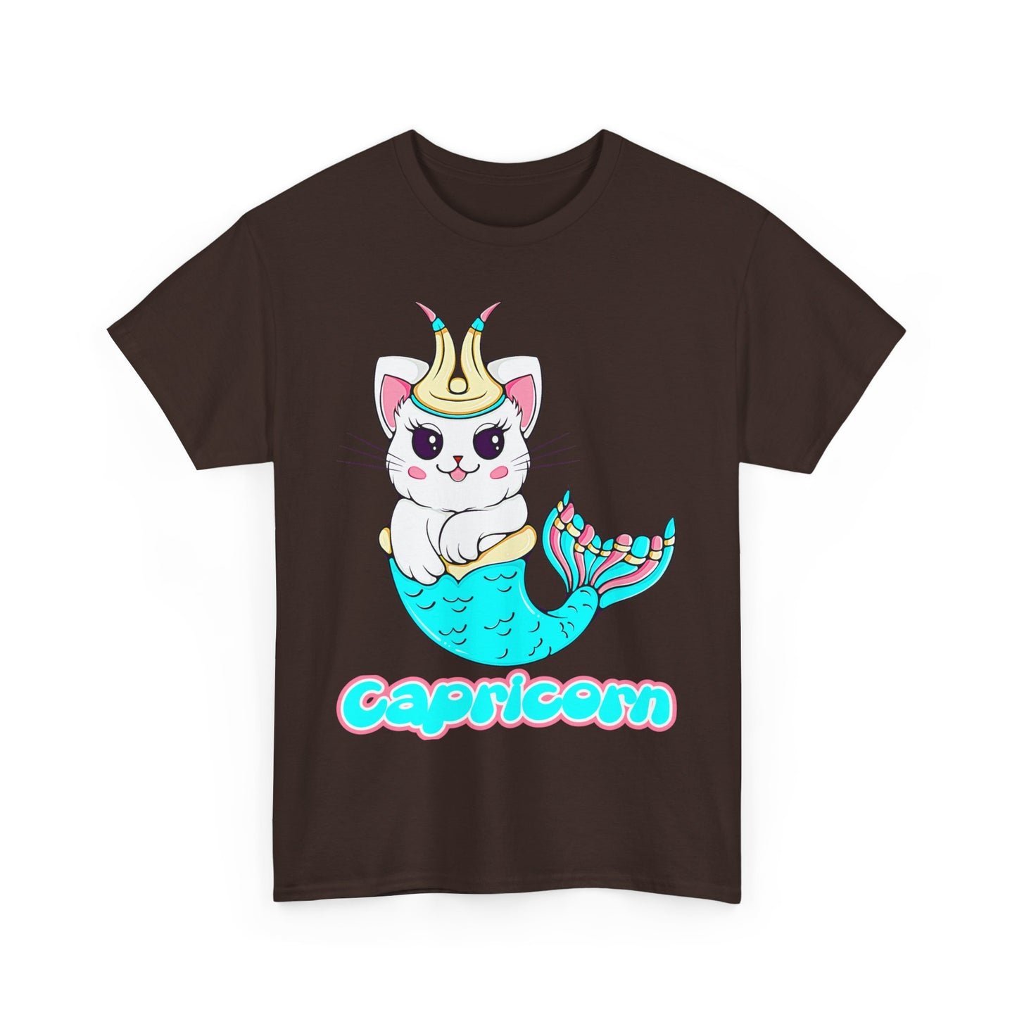 Capricorn Anime Cat, Unisex Heavy Cotton Tee