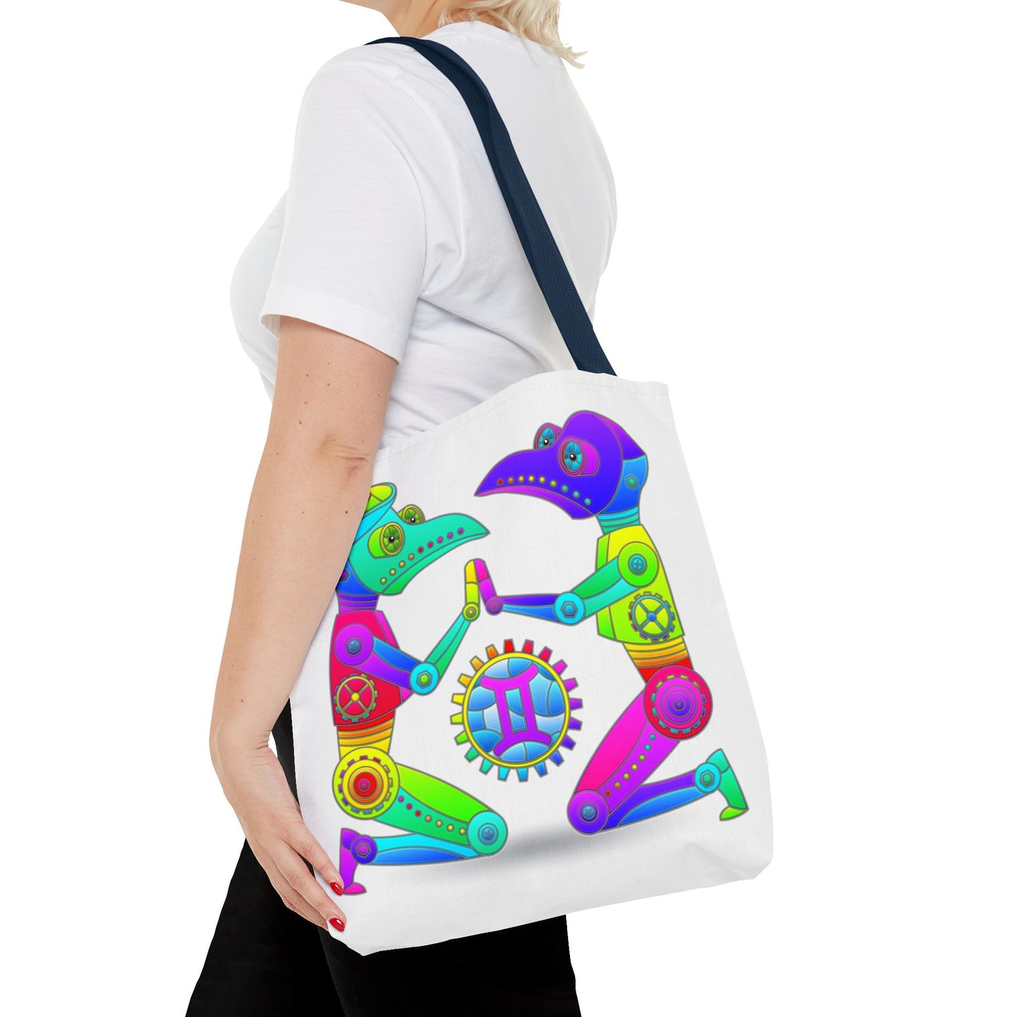 Gemini Rainbow Steampunk, White Tote Bag