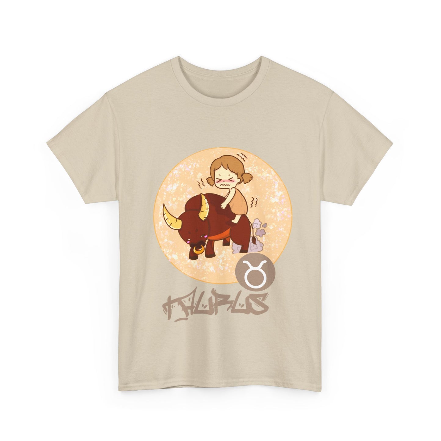 Taurus Chibi Girl & Bull, Unisex Heavy Cotton Tee