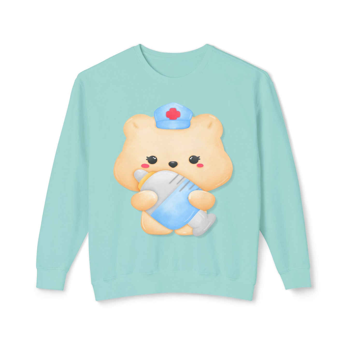 Nurse Bear, Unisex Lightweight Crewneck Sweatshirt