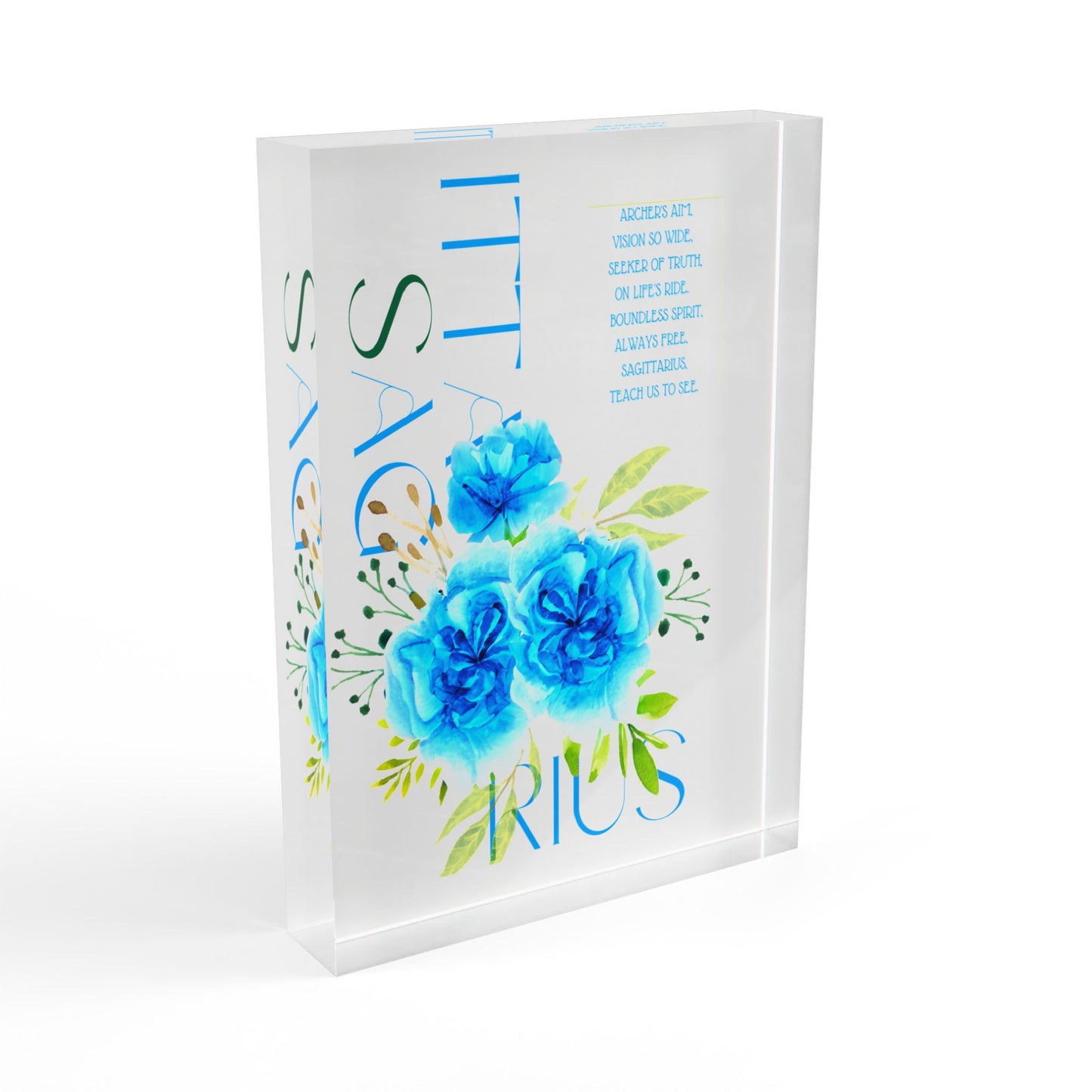 Sagittarius Blue Carnations, Photo Block (White)