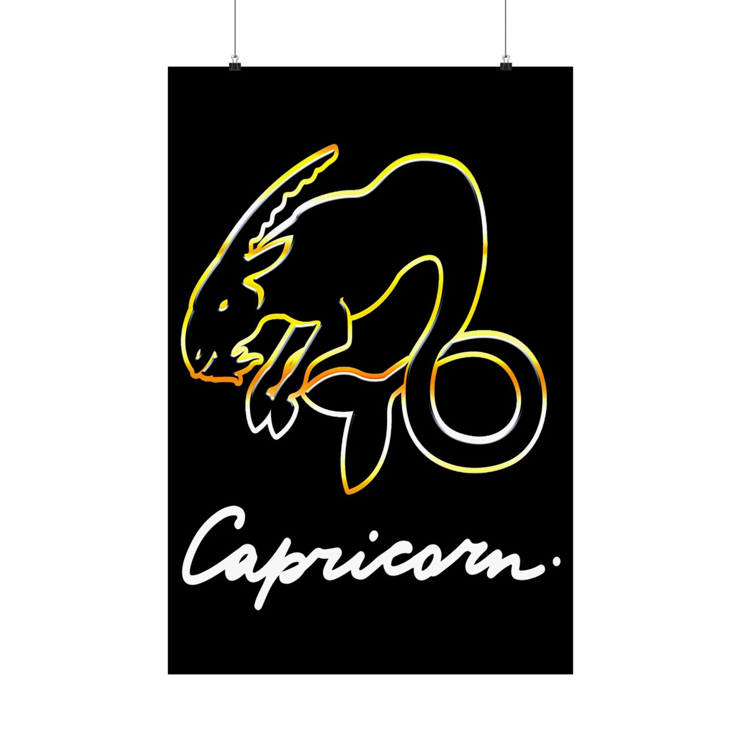 Capricorn Goat, Matte Vertical Posters (Black)