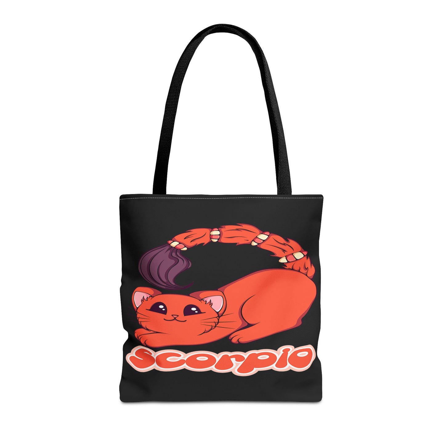 Scorpio Anime Cat Black Tote Bag, 3 Sizes