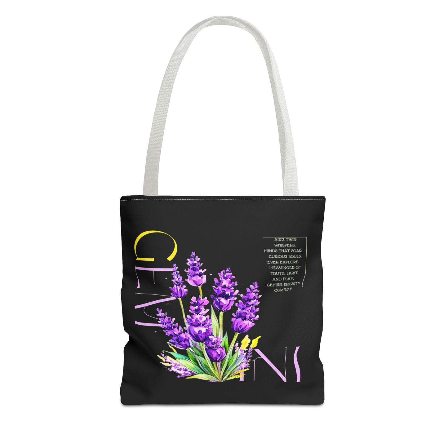 Gemini Lavender Black Tote Bag, 3 Sizes