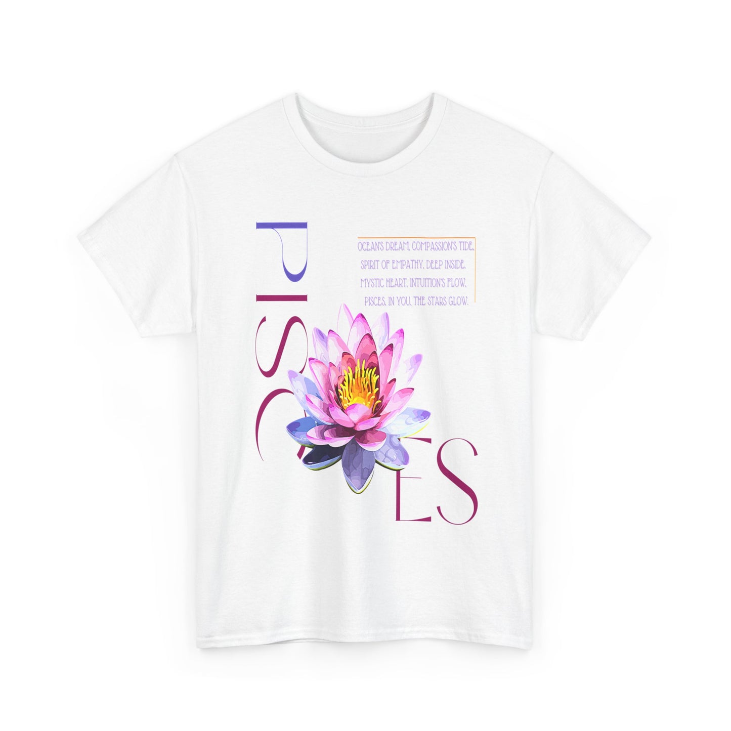 Pisces Pink Lotus, Unisex Heavy Cotton Tee