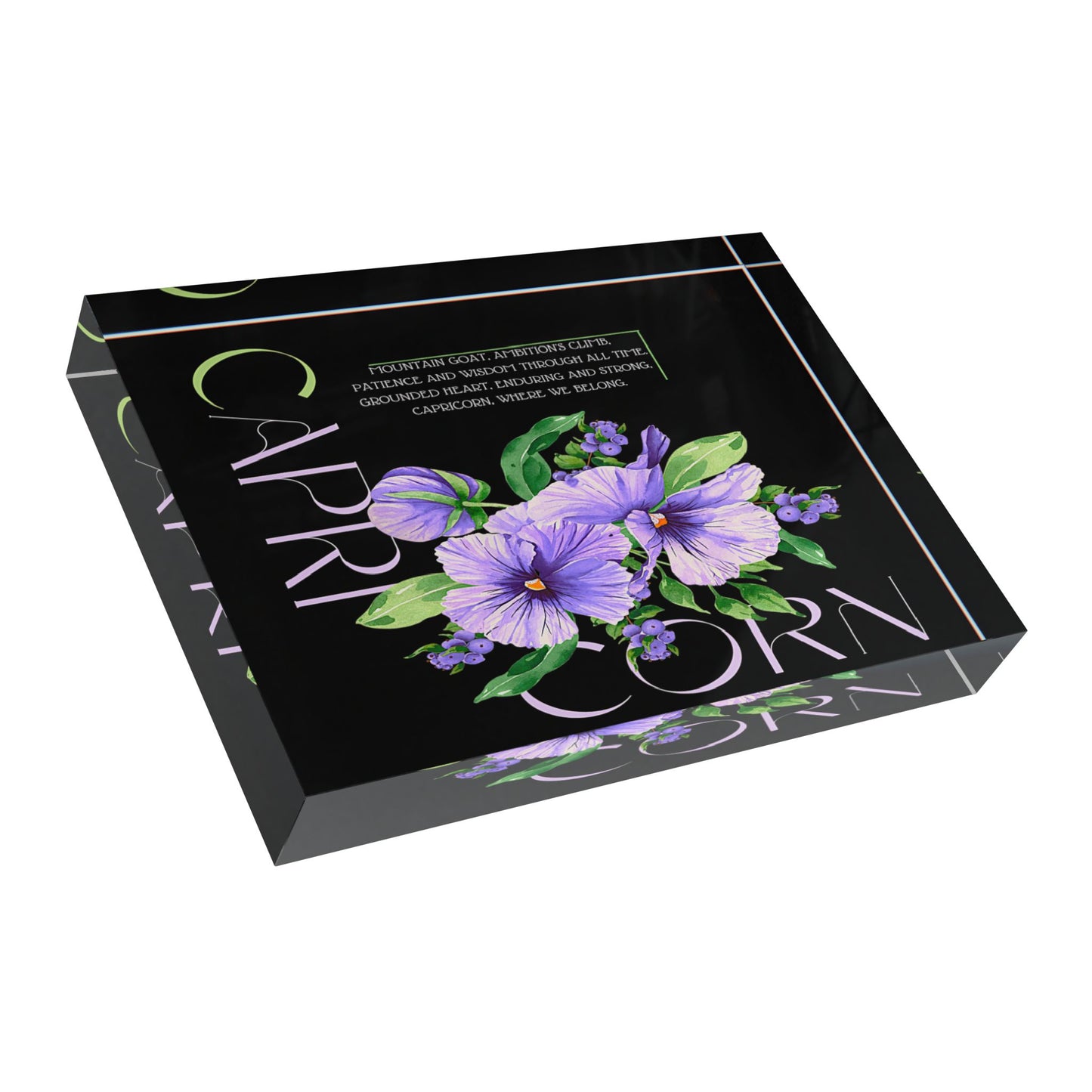 Capricorn Pansies, Photo Block (Black)