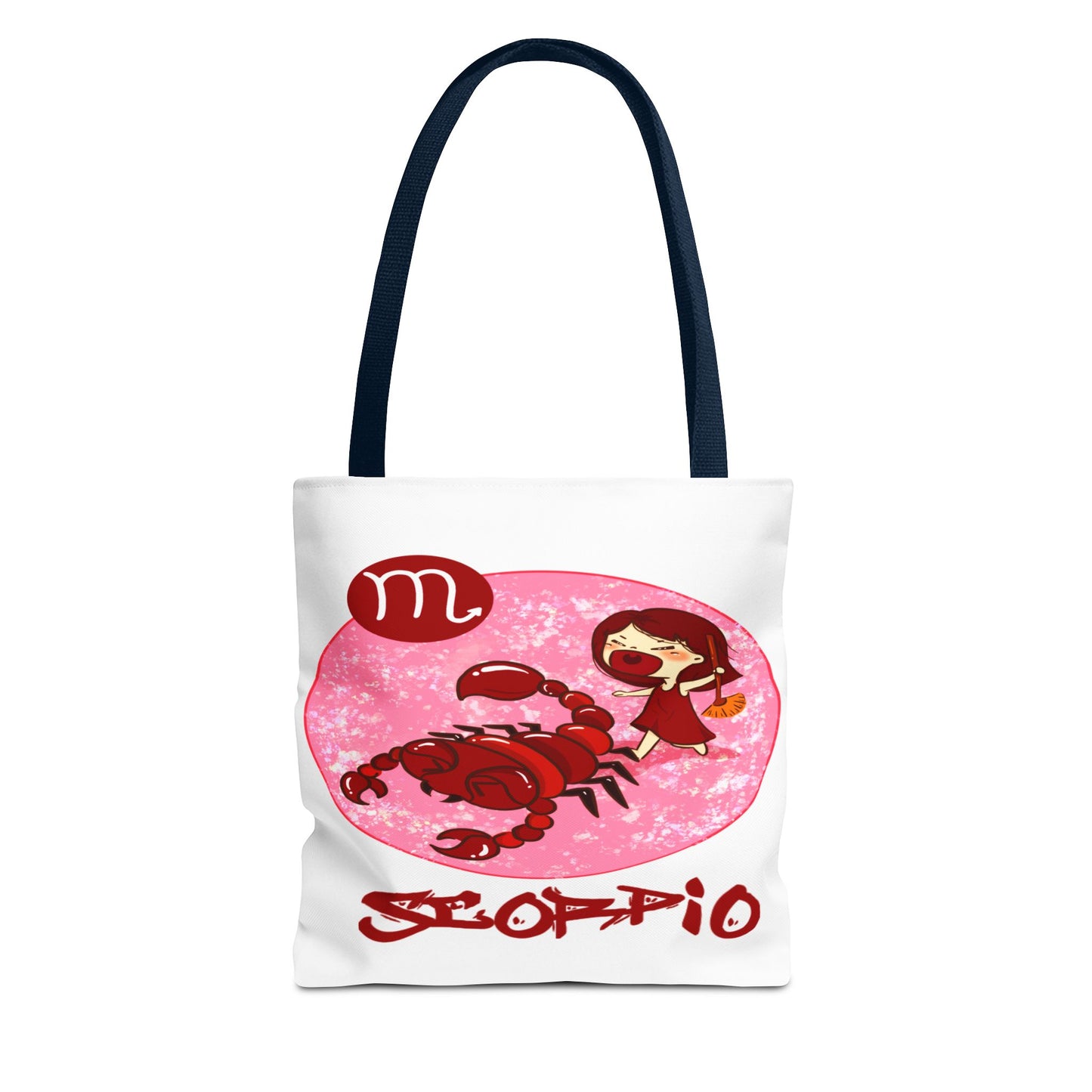 Scorpio Chibi Girl & Scorpion White Tote Bag, 3 Sizes