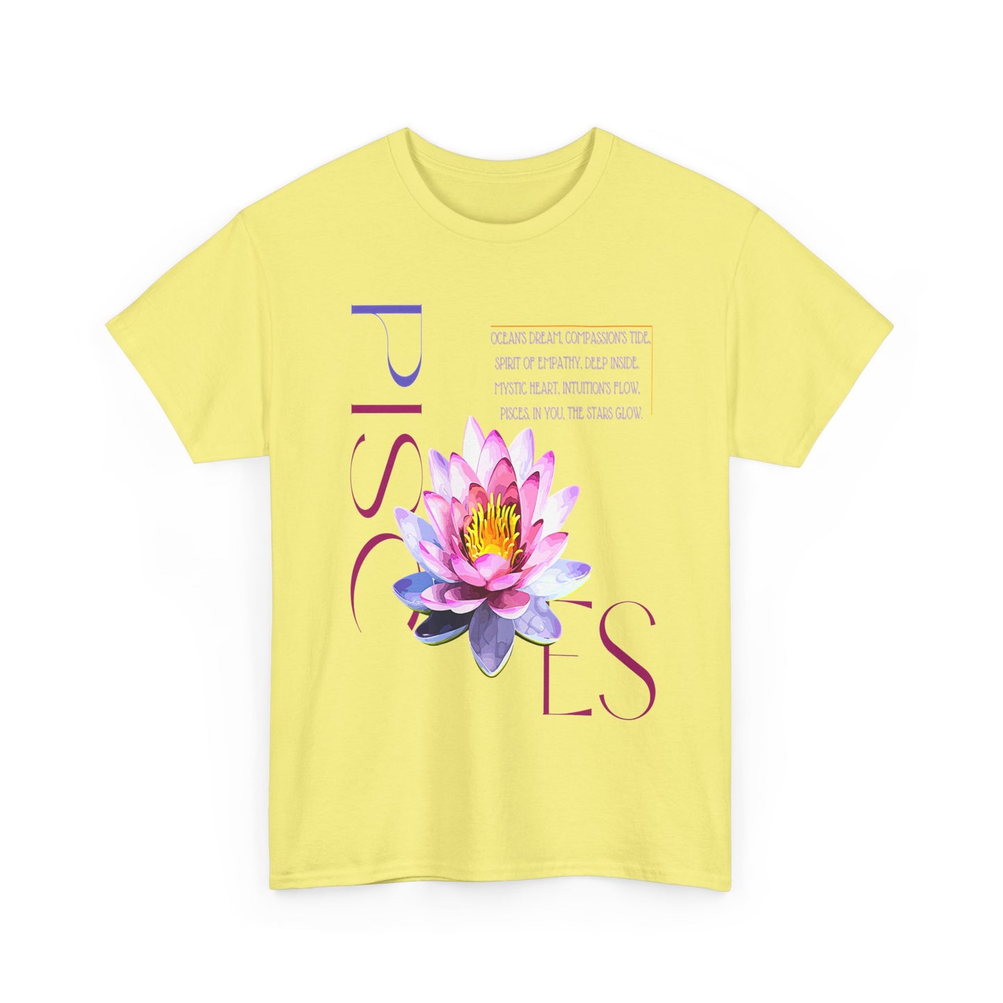 Pisces Pink Lotus, Unisex Heavy Cotton Tee