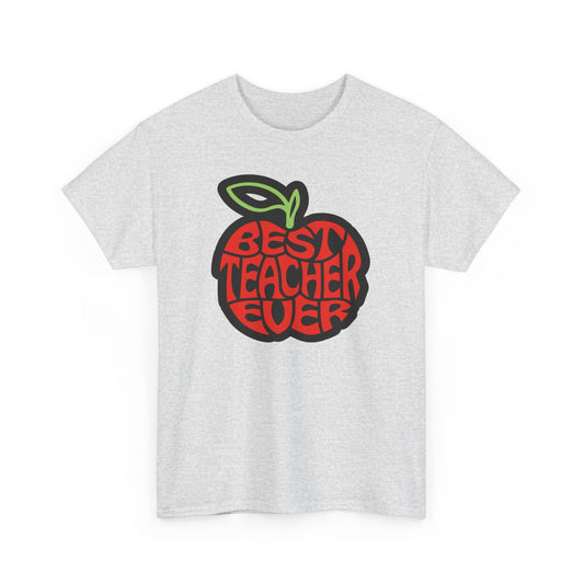 Best Teacher Ever (Red Apple) Unisex Heavy Cotton Tee