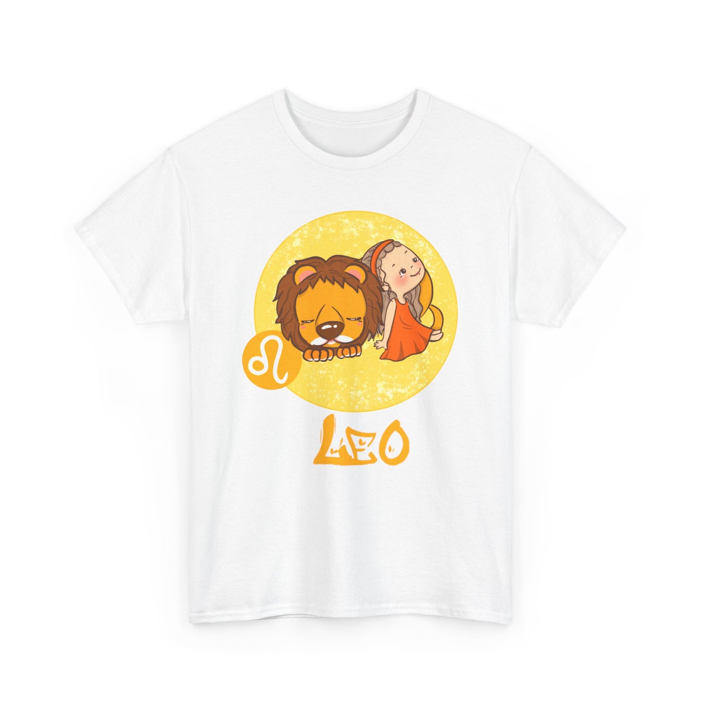 Leo Chibi Girl & Lion, Unisex Heavy Cotton Tee