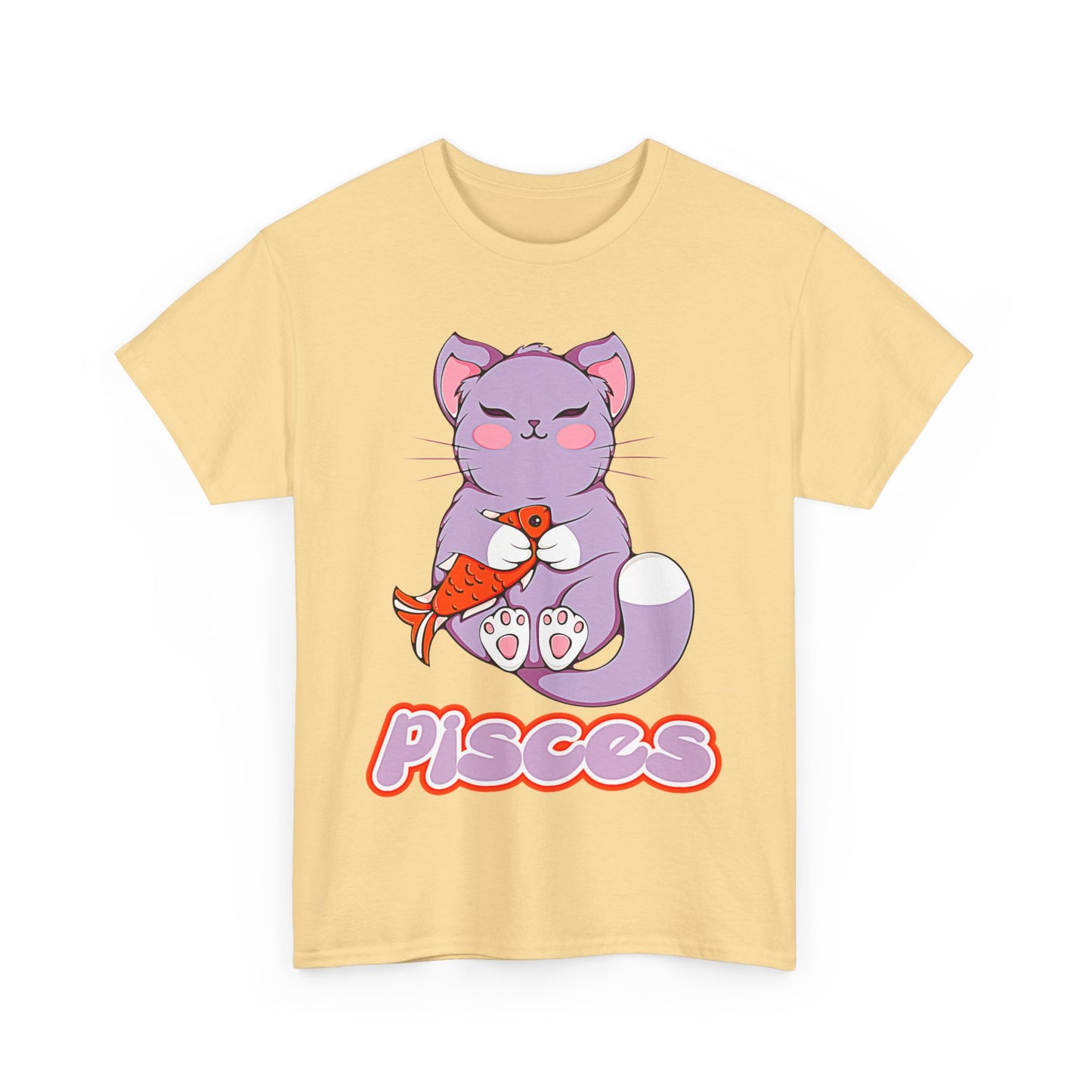 Pisces Anime Cat, Unisex Heavy Cotton Tee