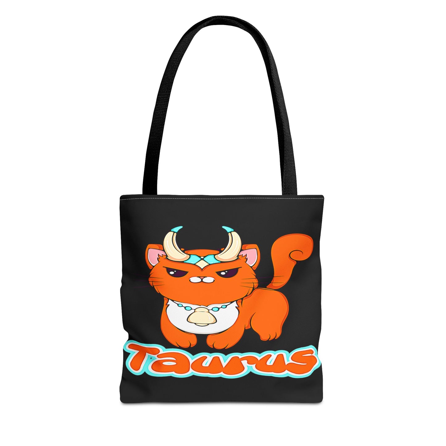 Taurus Anime Cat Black Tote Bag, 3 Sizes