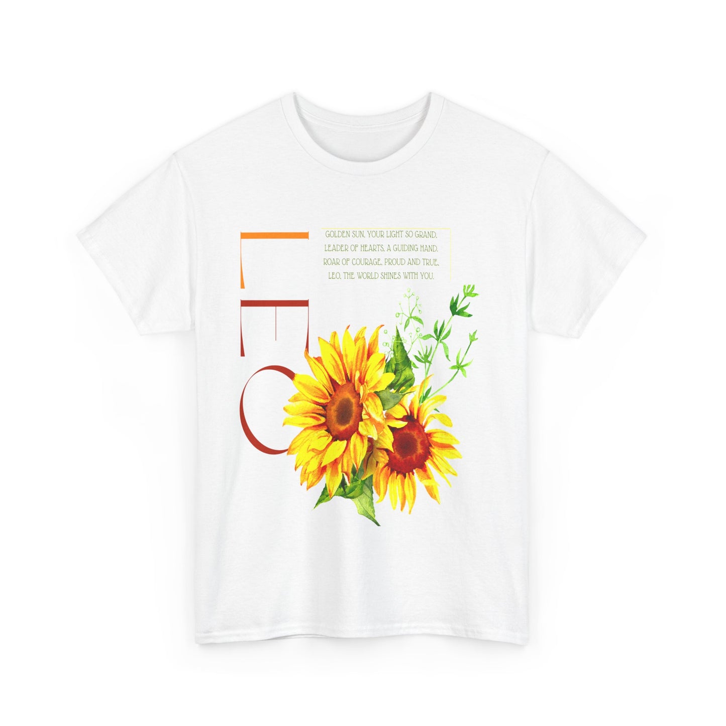 Leo Sunflowers, Unisex Heavy Cotton Tee