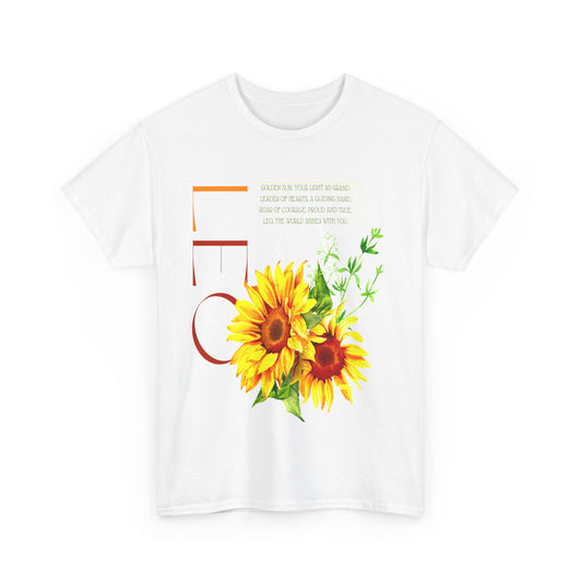 Leo Sunflowers, Unisex Heavy Cotton Tee