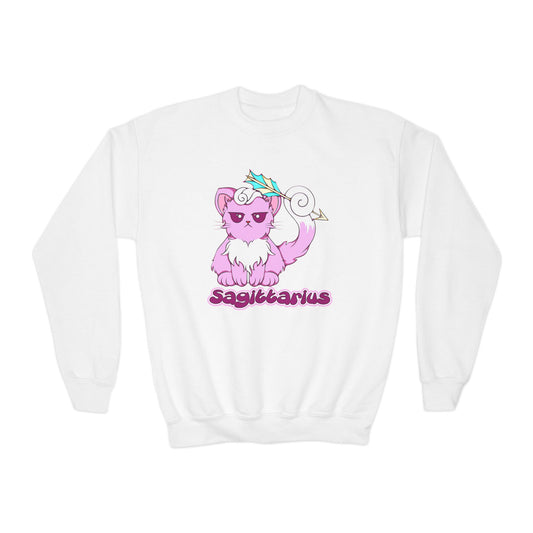 Sagittarius Anime Cat, Youth Crewneck Sweatshirt