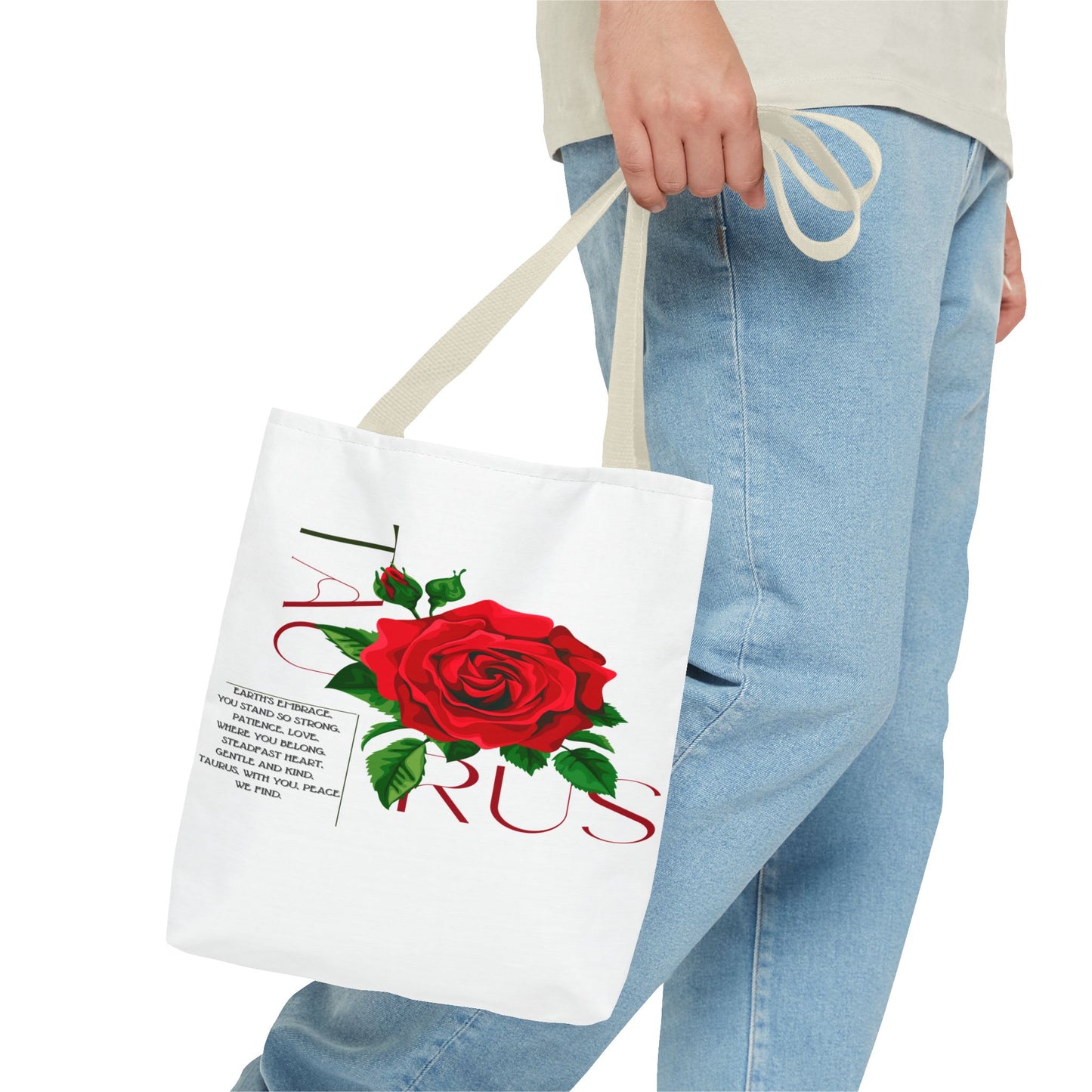 Taurus Rose White Tote Bag, 3 Sizes