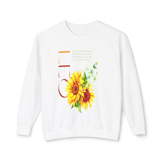 Leo Sunflowers, Unisex Lightweight Crewneck Sweatshirt