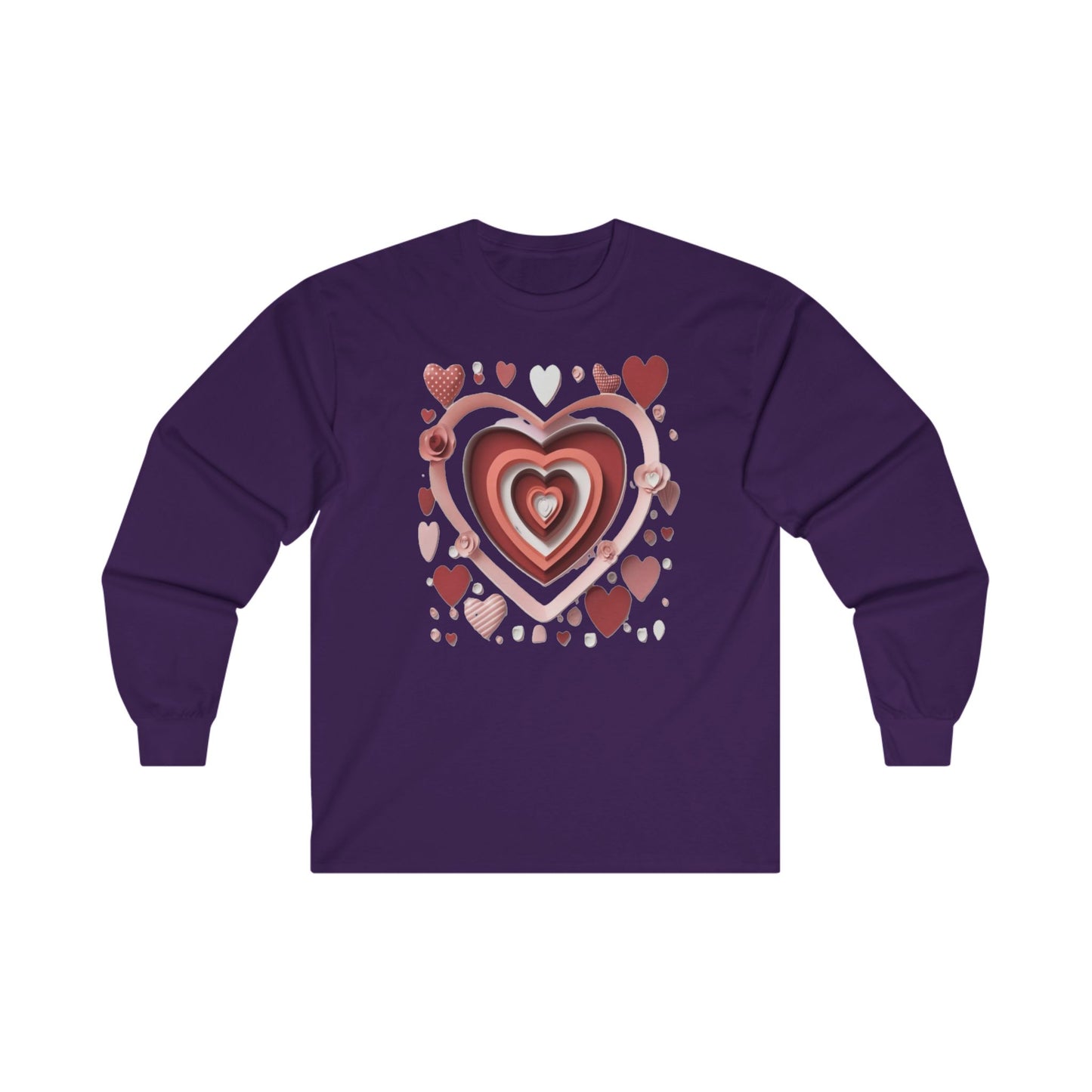 3D Love Hearts, Unisex Ultra Cotton Long Sleeve Tee