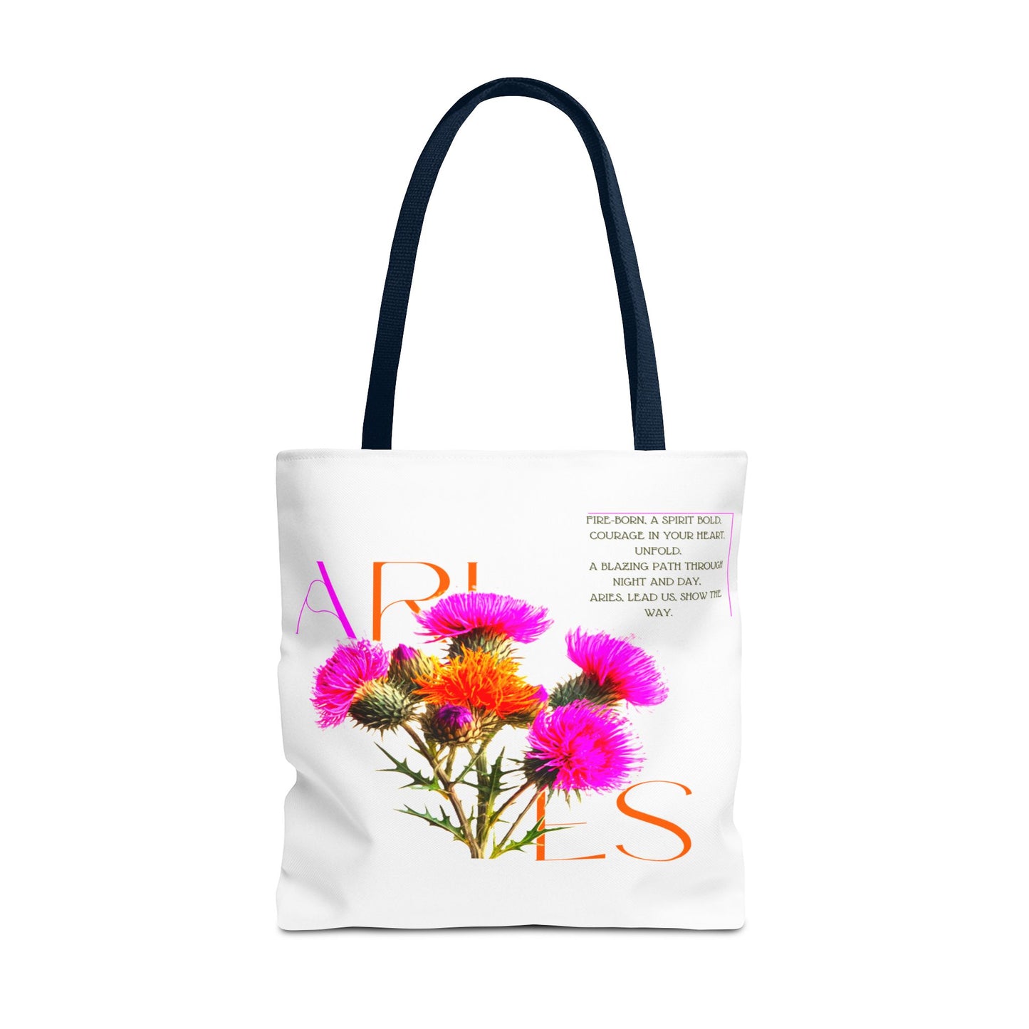 Aries Thistle White Tote Bag, 3 Sizes