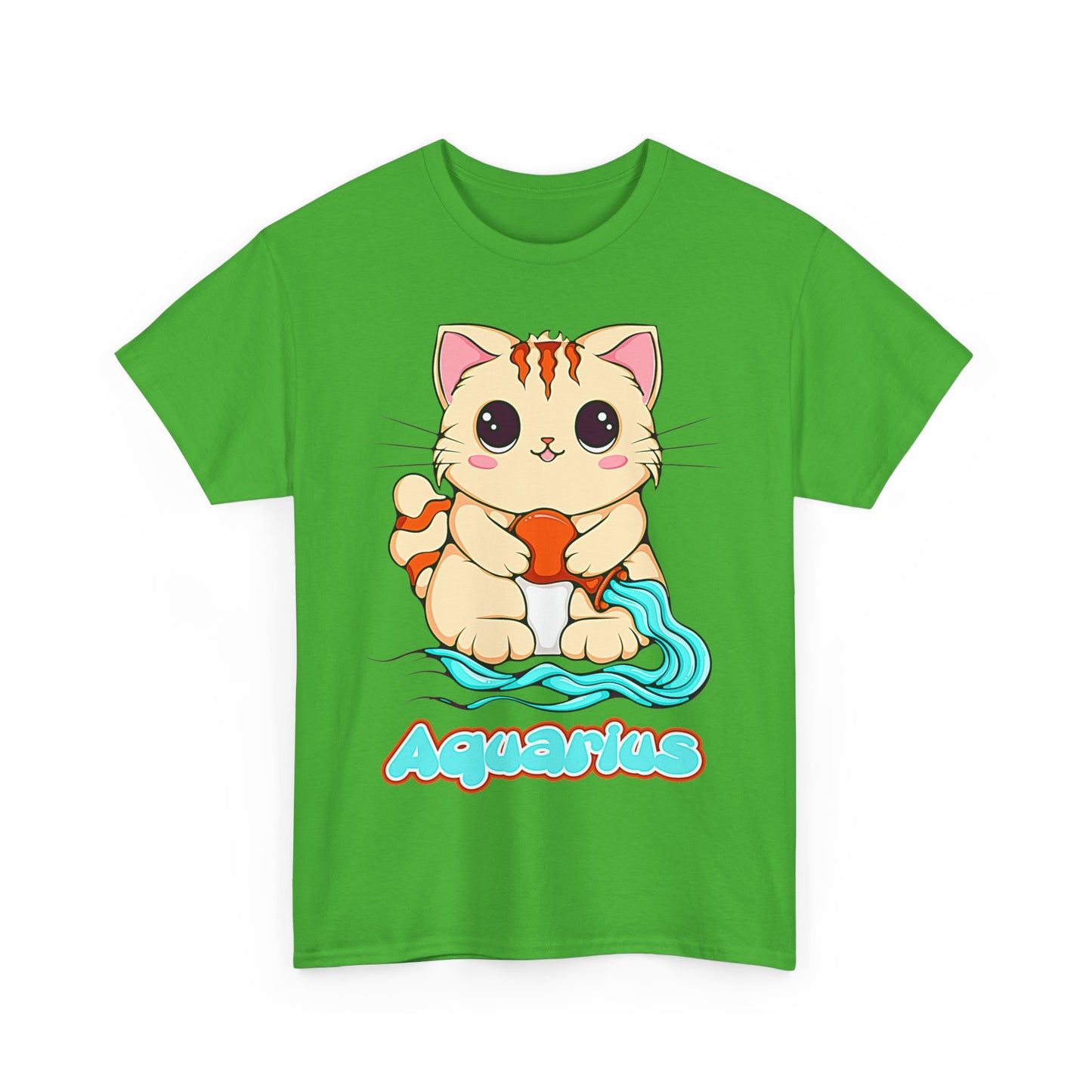 Aquarius Anime Cat, Unisex Heavy Cotton Tee