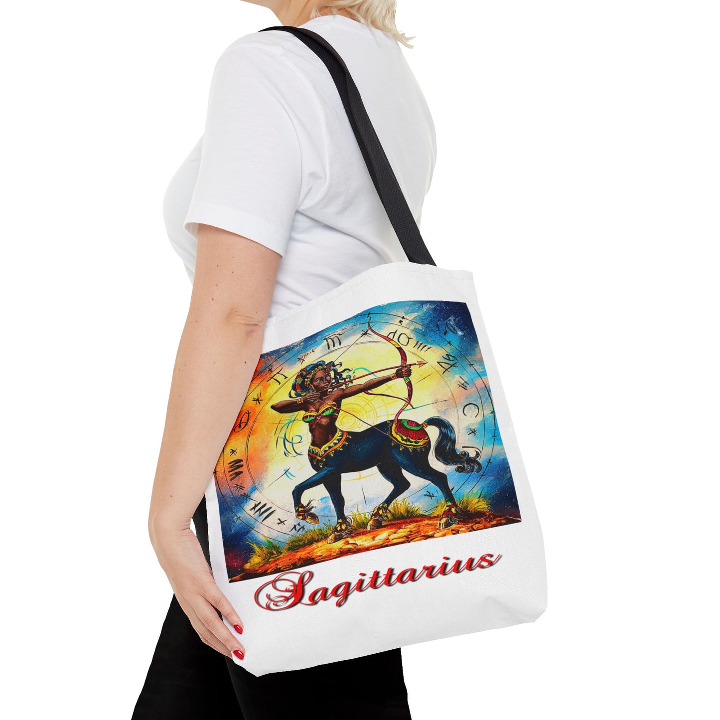 Sagittarius White Tote Bag, 3 Sizes