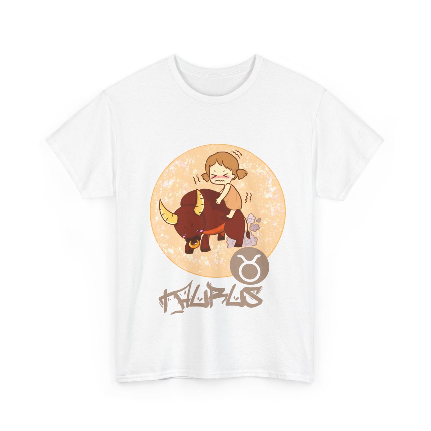 Taurus Chibi Girl & Bull, Unisex Heavy Cotton Tee