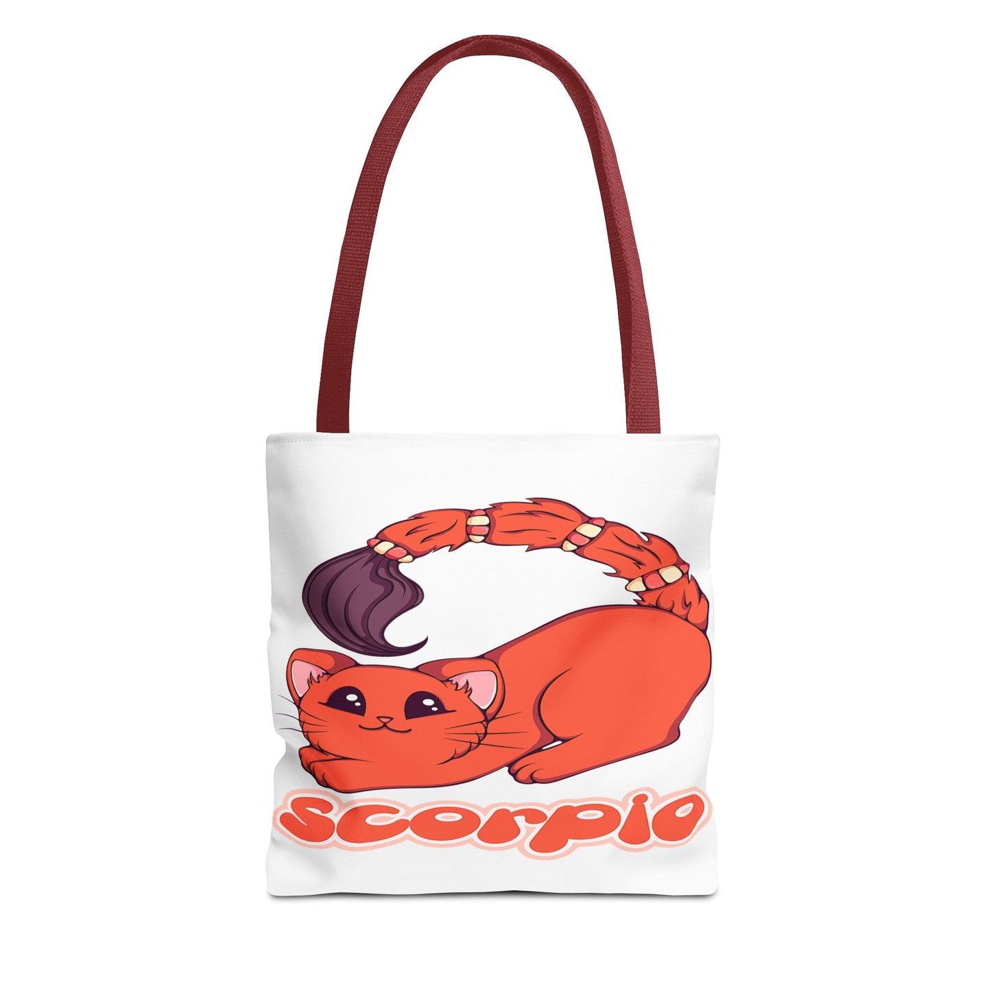 Scorpio Anime Cat White Tote Bag, 3 Sizes