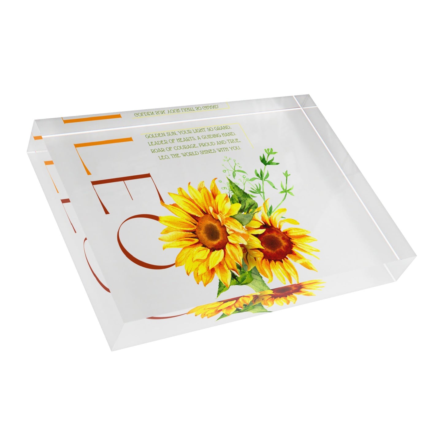 Leo Sunflowers, Photo Block (White)