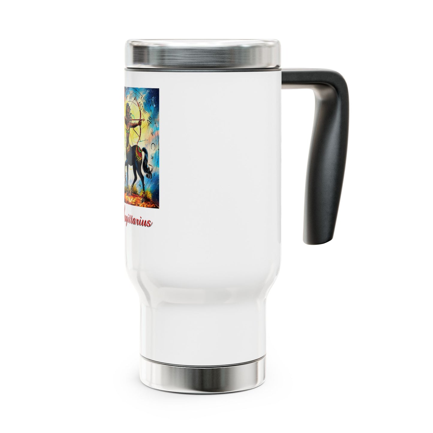 Sagittarius, Stainless Steel Travel Mug with Handle, 14oz