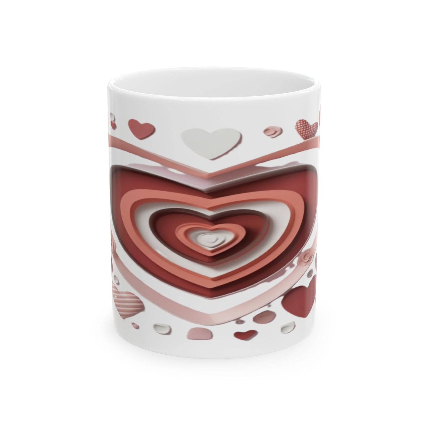 3D Love Hearts, Ceramic Mug, (11oz, 15oz)