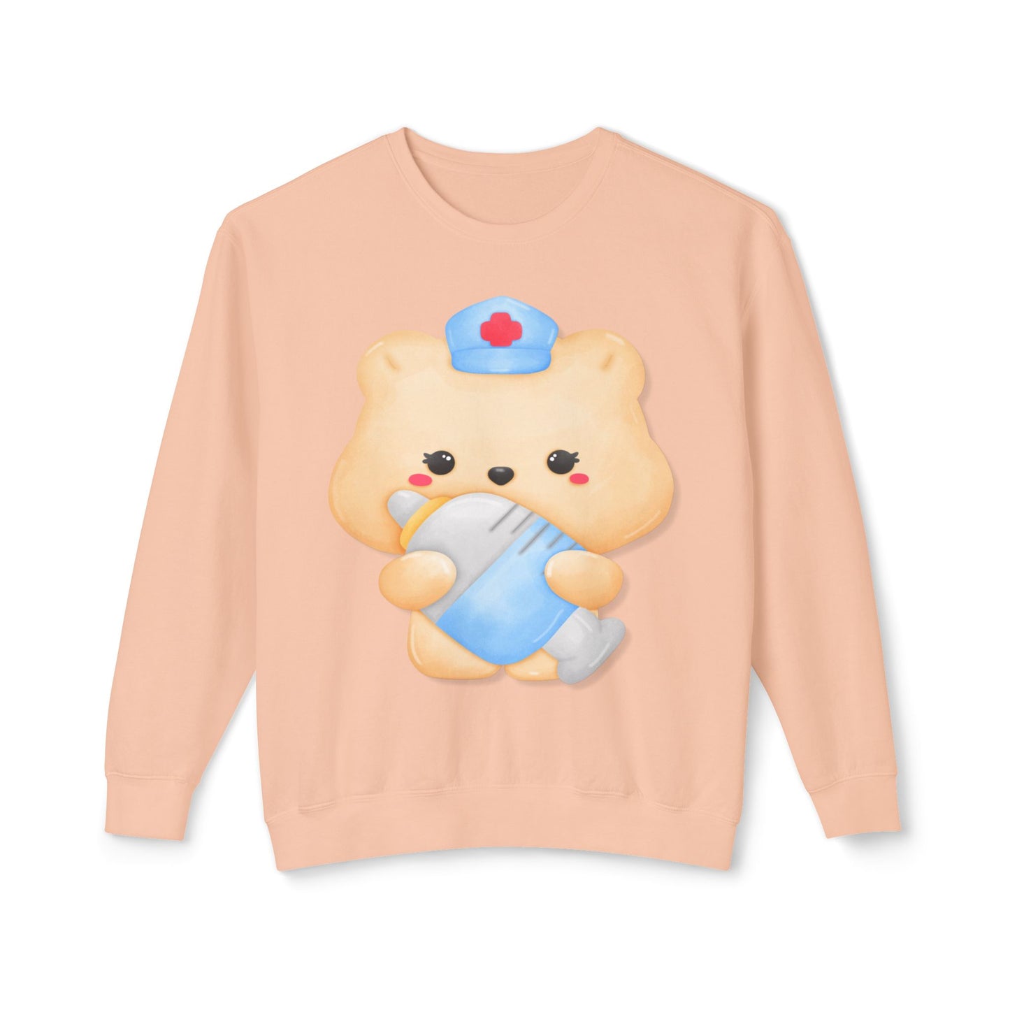 Nurse Bear, Unisex Lightweight Crewneck Sweatshirt