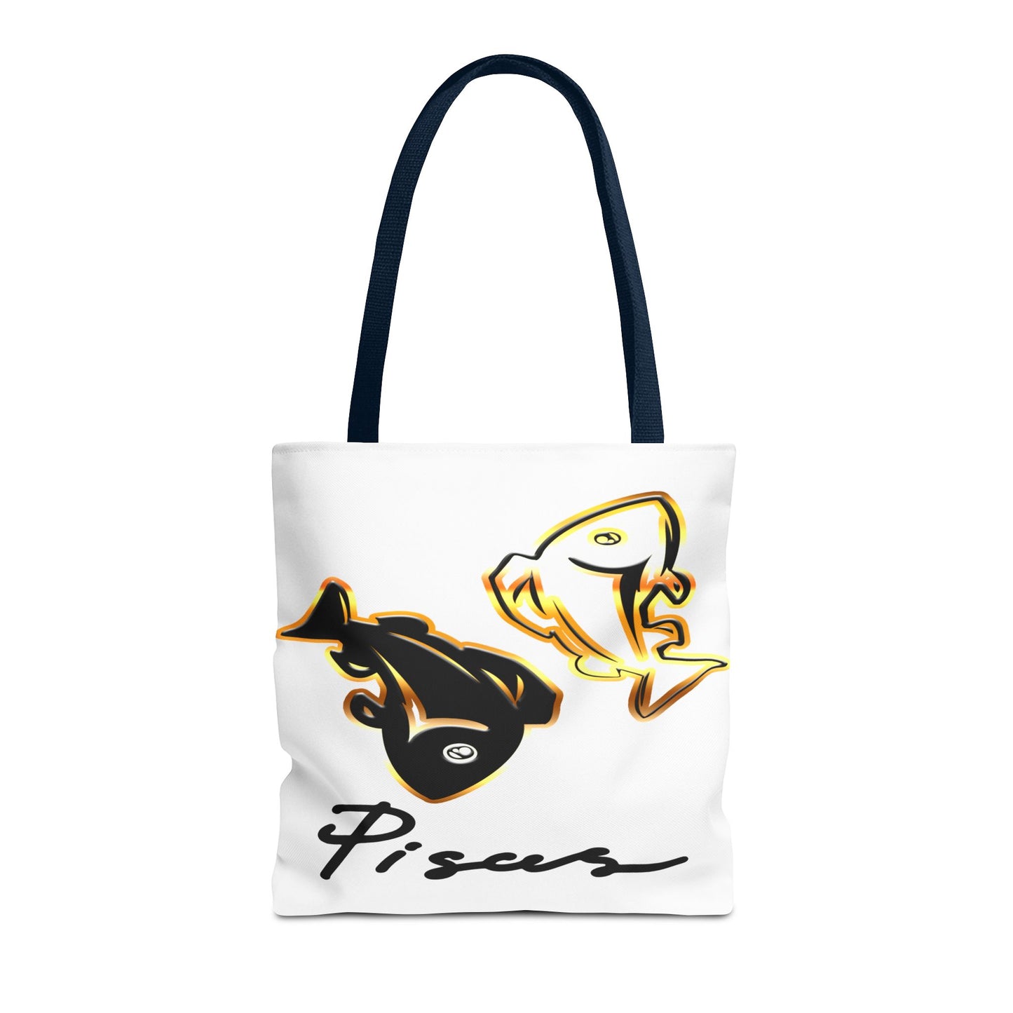 Pisces Fish White Tote Bag, 3 Sizes