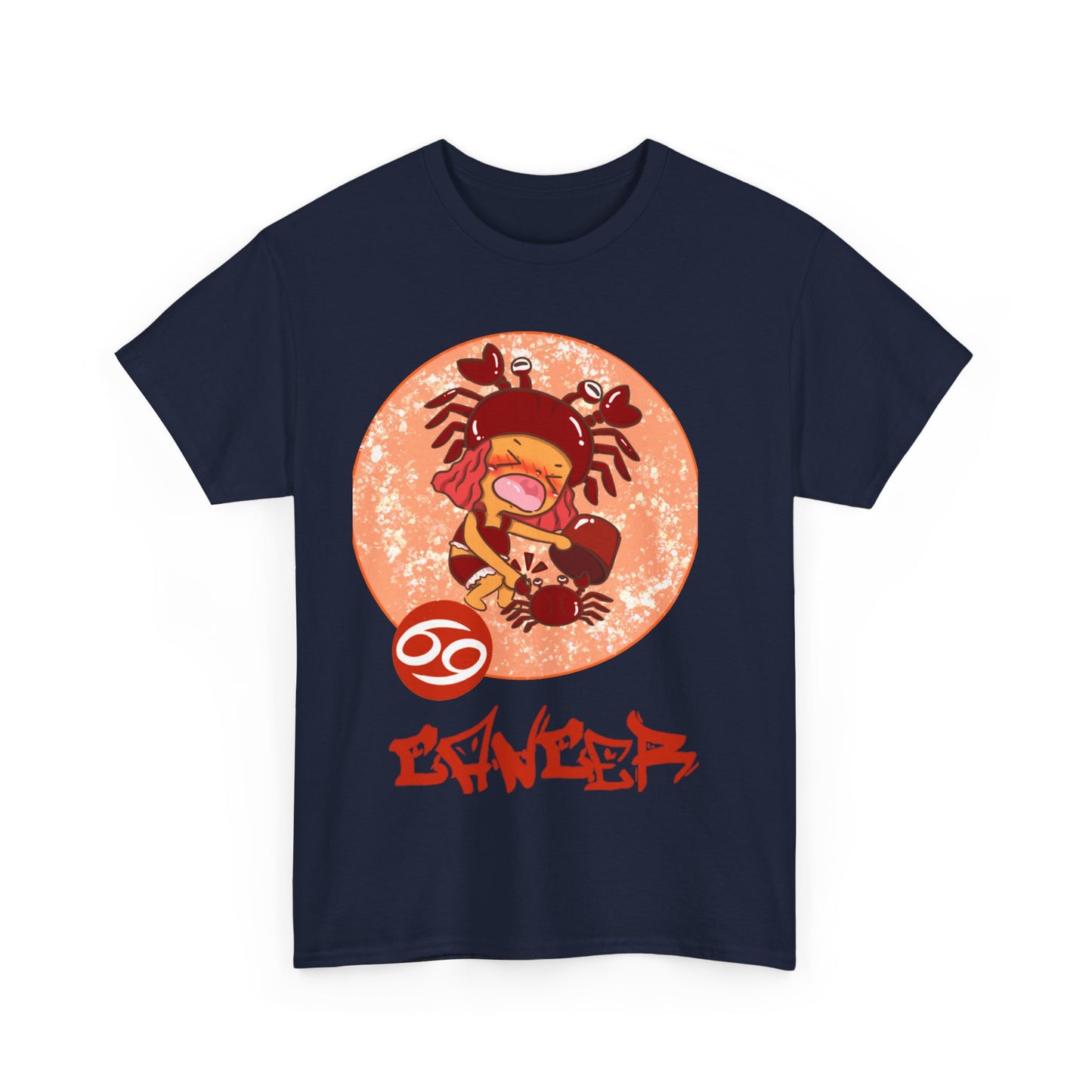 Cancer Chibi Girl & Crab, Unisex Heavy Cotton Tee