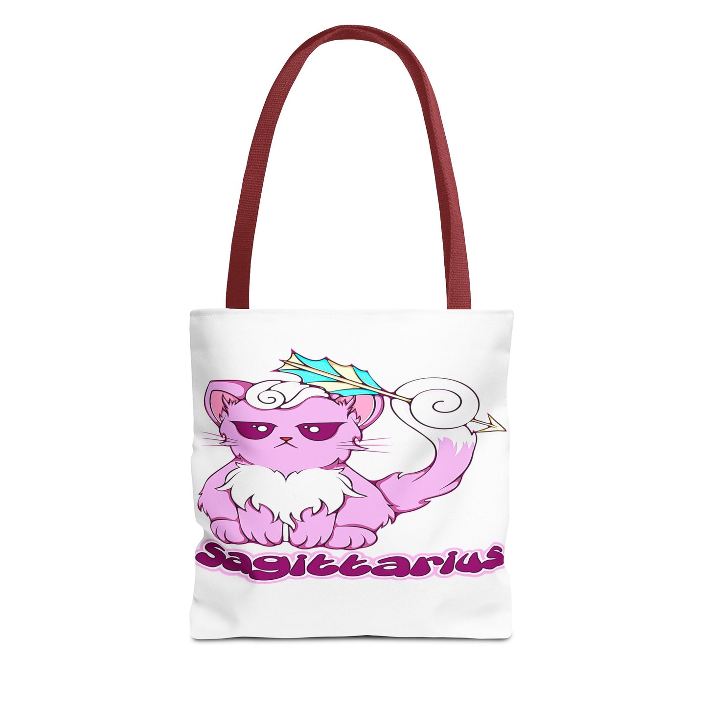 Sagittarius Anime Cat White Tote Bag, 3 Sizes